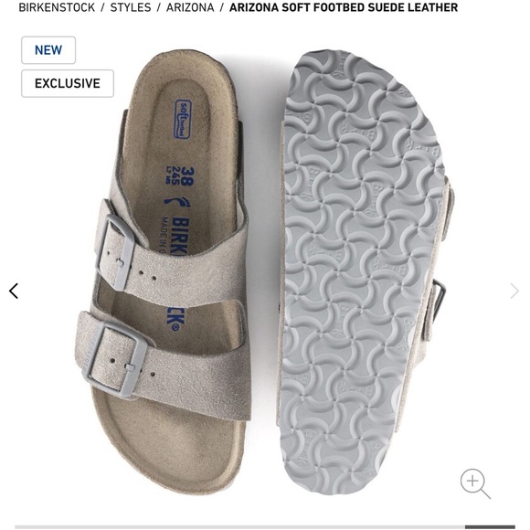 NEW in box. Birkenstock Arizona soft Footbed in Stone Coin, suede leather. 39 EU - Picture 4 of 9